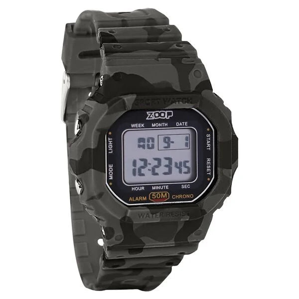 Zoop by Titan Kids Digital Watch 16052PP02 | Grey Camouflage Digital Watch with Polyether Strap
