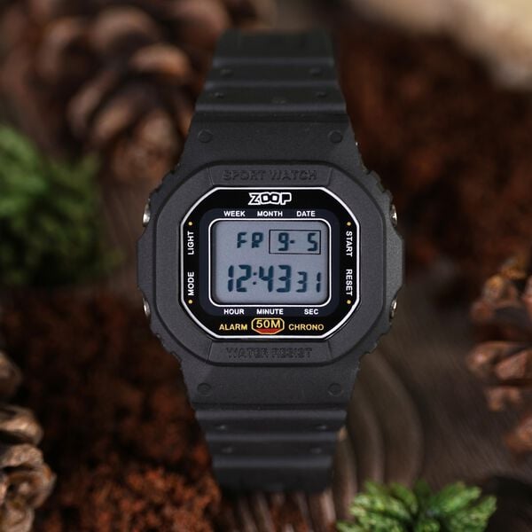 Zoop 16025PP01 Digital Quartz Kids’ Watch with Black Digital Dial and Black PU Strap