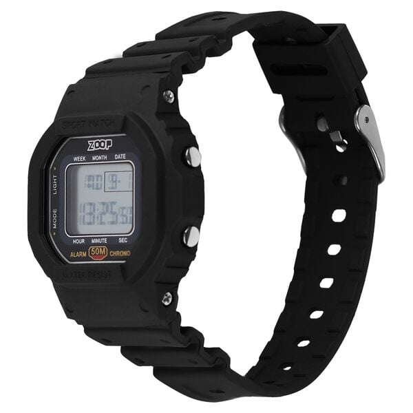 Zoop 16025PP01 Digital Quartz Kids’ Watch with Black Digital Dial and Black PU Strap