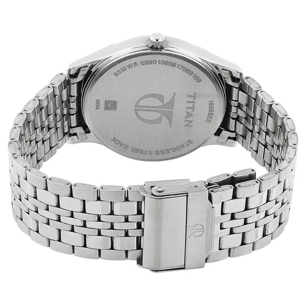 Titan NM1636SM01 Men’s Black-Dial Analog Watch with Stainless Steel Strap