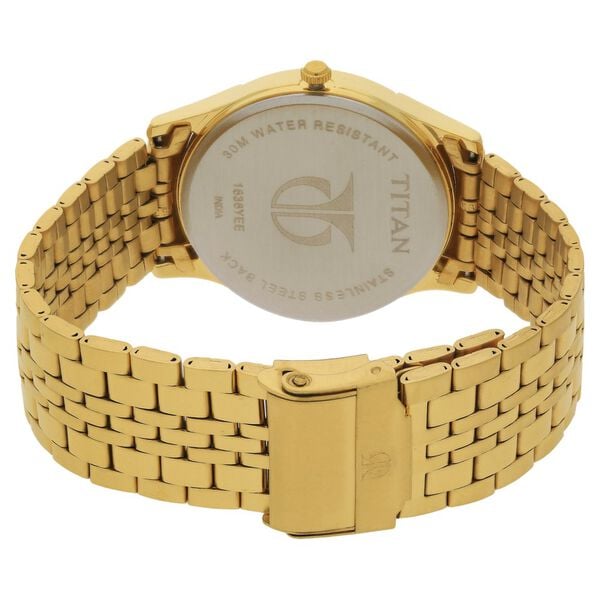 Titan 1636YM01 Men Silver Dial Gold-Tone Stainless Steel Strap Quartz Watch