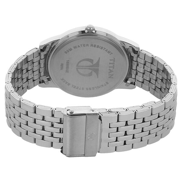 Titan 1638SM01 Men’s Silver-Dial Analog Watch with Stainless Steel Strap