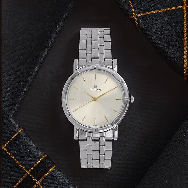 Titan NN1639SM01 Quartz Silver Dial Silver Stainless Steel Strap Men’s Watch