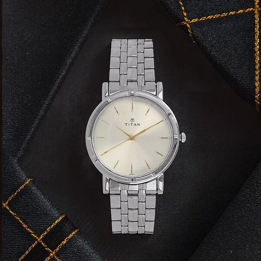 Titan NN1639SM01 Quartz Silver Dial Silver Stainless Steel Strap Men’s Watch