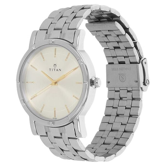 Titan NN1639SM01 Quartz Silver Dial Silver Stainless Steel Strap Men’s Watch