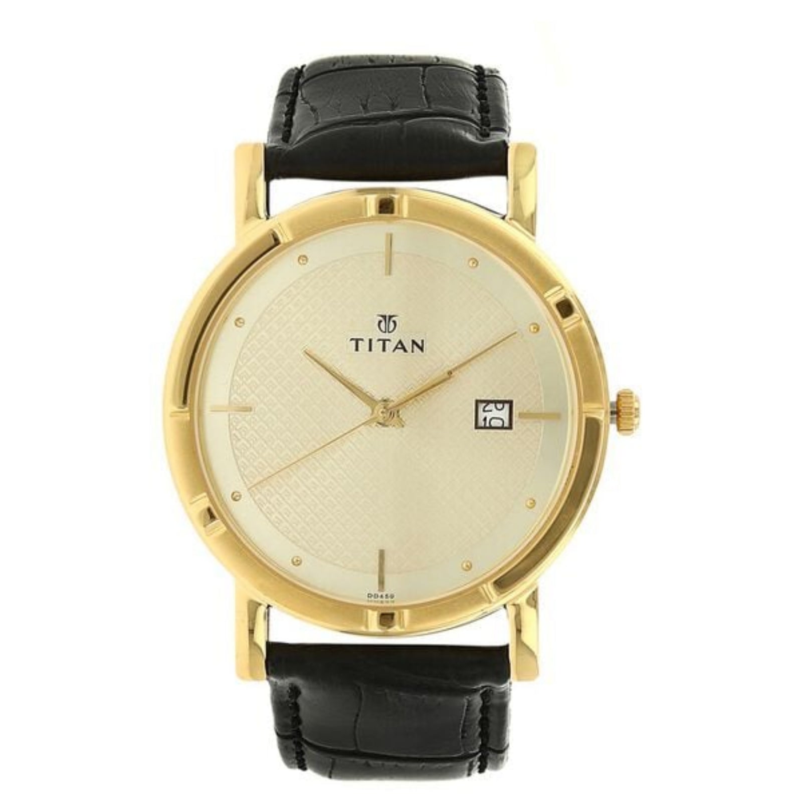 Titan 1639YL01 Analog with Date Champagne Dial Quartz Leather Strap watch for Men