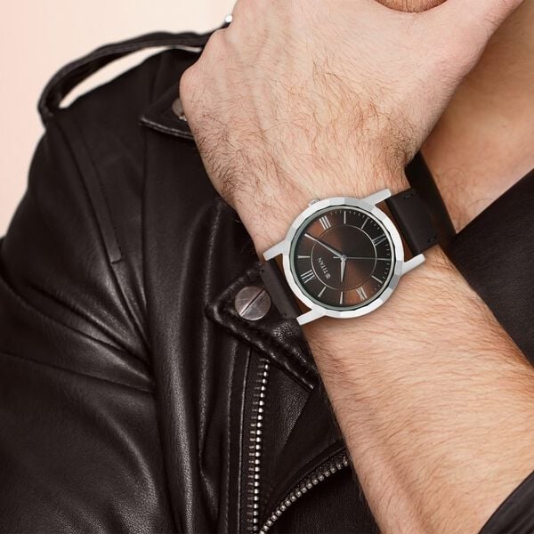 Titan 1644SL01 Karishma Zing Quartz Analog Brown Dial 38 mm Metal Case Brown Leather Strap Men Watch