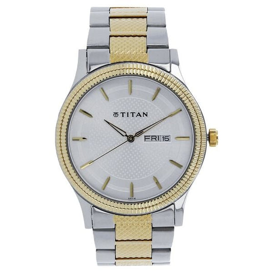 Titan 1650BM03 Men Silver Dial Two-Tone Metal Strap Quartz Day-Date Watch
