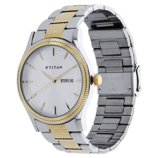 Titan 1650BM03 Men Silver Dial Two-Tone Metal Strap Quartz Day-Date Watch