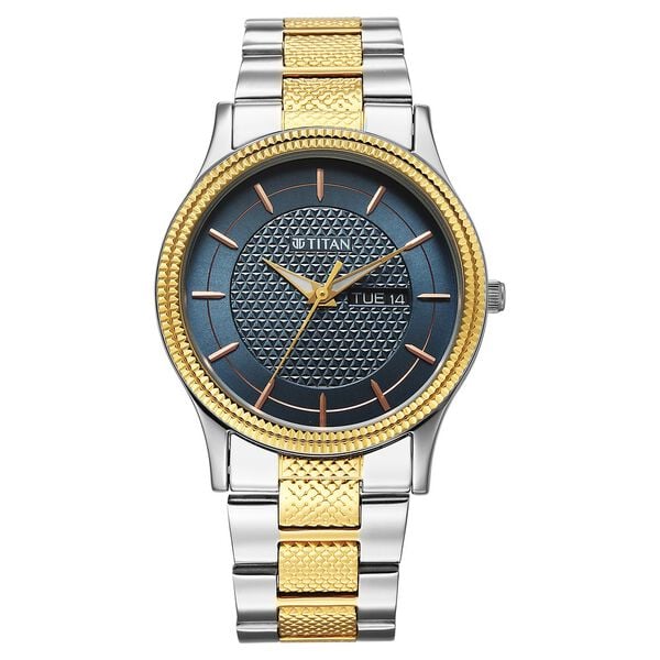Titan 1650BM05 Karishma Wedding Edit Men’s Quartz Analog Blue Dial Stainless Steel Watch
