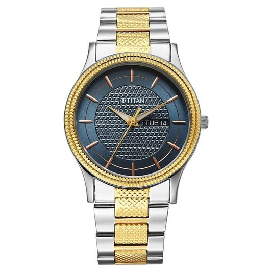 Titan 1650BM05 Karishma Wedding Edit Men’s Quartz Analog Blue Dial Stainless Steel Watch