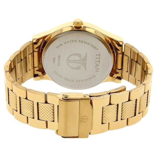 Titan 1650YM05 Men Silver Dial Golden Stainless Steel Strap Quartz Day-Date Watch