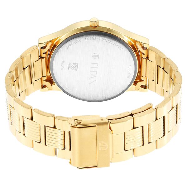 Titan 1650YM08 Men’s Quartz Analog Watch with Black Dial & Gold-Tone Metal Strap