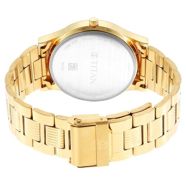 Titan 1650YM09 Men Champagne Dial Gold Stainless Steel Strap Quartz Day-Date Watch
