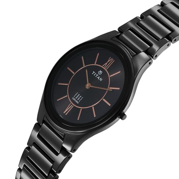 Titan 1696NC01 Black Dial Ceramic Analog Watch for Men – Black Ceramic Strap, Quartz Movement
