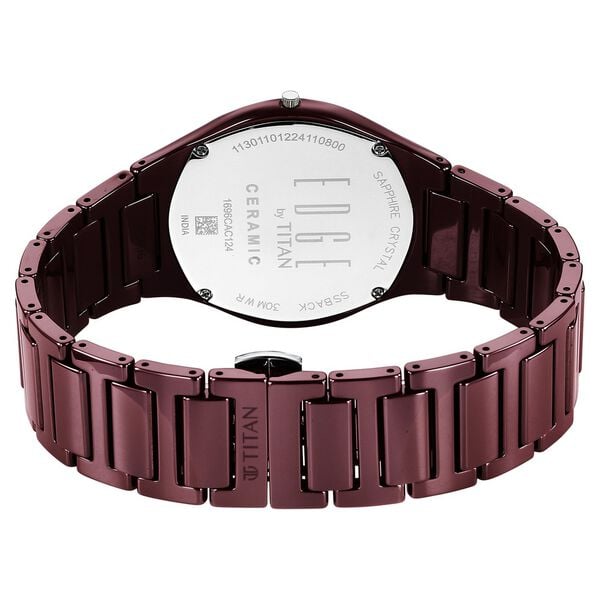 Titan 1696QC19 Men’s Analog Quartz Ceramic Watch — Maroon Dial & Maroon Ceramic Strap