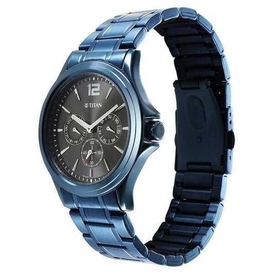 Titan 1698QM01 Quartz Multifunction Anthracite Dial Stainless Steel Strap Men Watch