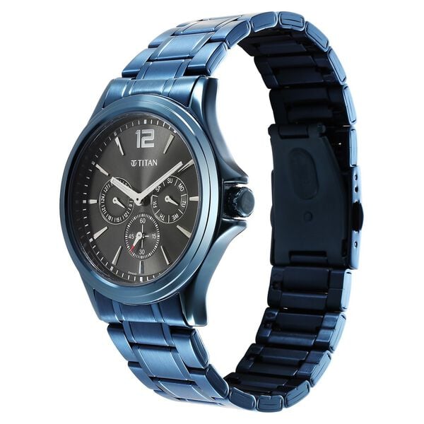 Titan 1698QM01 Quartz Multifunction Anthracite Dial Stainless Steel Strap Men Watch