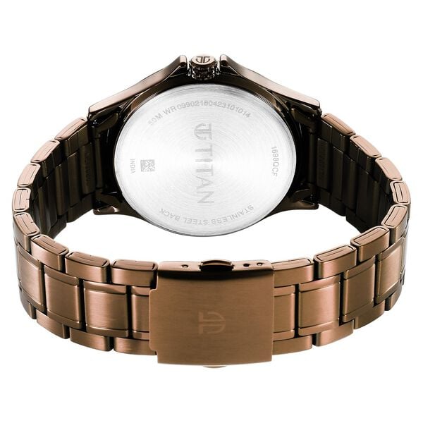 Titan 1698QM02 Men Brown Dial Stainless Steel Strap Quartz Multifunction Watch