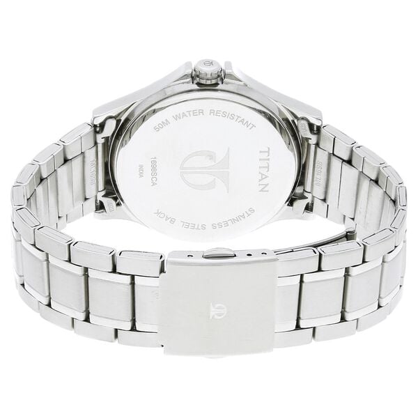 Titan 1698SM02 Men Blue Dial Stainless Steel Strap Quartz Multifunction Watch