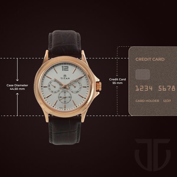 Titan 1698WL01 Men’s Quartz Multifunction Analog Watch with White Dial & Brown Leather Strap