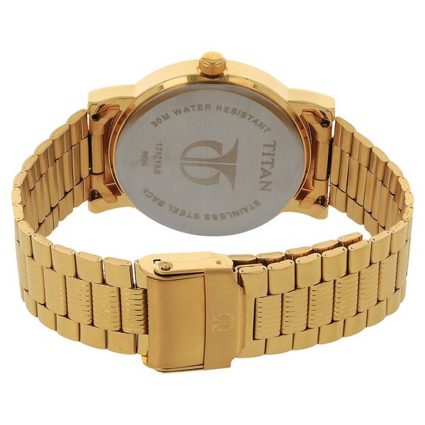 Titan 1712YM02 Men Silver Dial Gold Stainless Steel Strap Quartz Date Watch