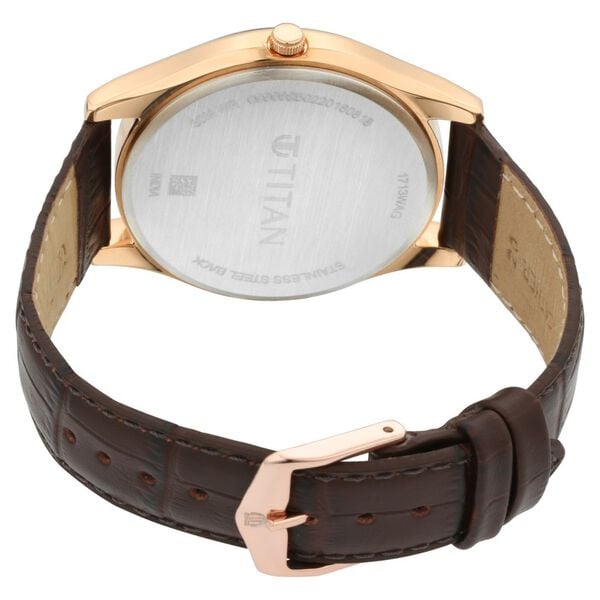 Titan 1713WL01 Men Blue Dial Brown Leather Strap Quartz Watch