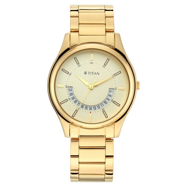Titan 1713YM06 Lagan Yellow Dial Analog Metal Strap Watch