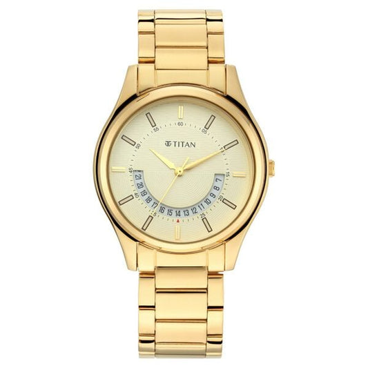 Titan 1713YM06 Lagan Yellow Dial Analog Metal Strap Watch