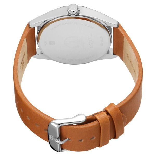 Titan 1729SL03 Men’s Quartz Analog Watch with White Dial & Tan Leather Strap