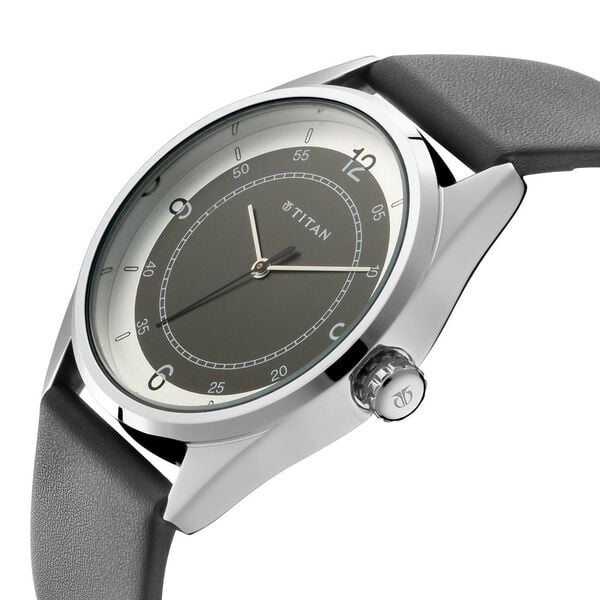 Titan 1729SL04 Men’s Multicoloured Dial Black Leather Strap Quartz Analog Watch – Round Metal Case, Mineral Glass