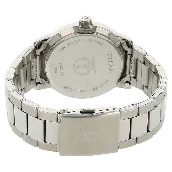 Titan 1730SM03 Classic Men’s Analog Watch with Blue Dial & Silver Stainless Steel Strap