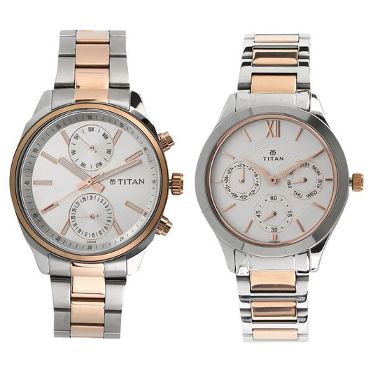 Titan NR17332570KM01P Neo Bandhan Couples Quartz Analog Stainless Steel Watch