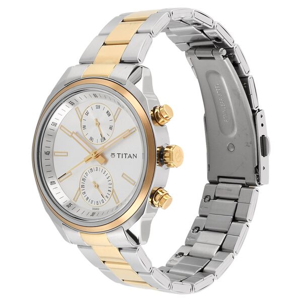 Titan 1733BM01 Men Silver Dial Two-Tone Stainless Steel Strap Multifunction Quartz Watch