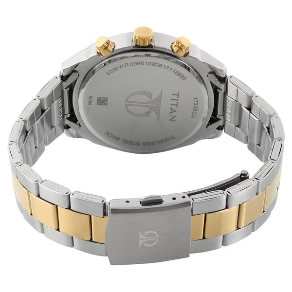 Titan 1733BM01 Men Silver Dial Two-Tone Stainless Steel Strap Multifunction Quartz Watch