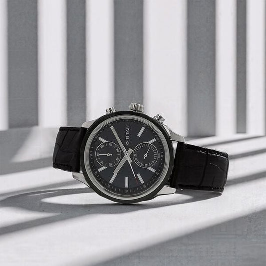 Titan 1733KL01 Black Dial Stainless Steel Men's Watch | Quartz Movement | Elegant Analog Wrist Watch