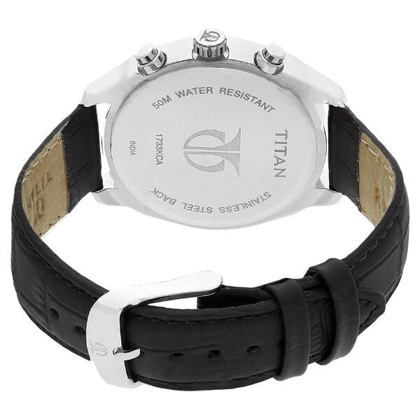 Titan 1733KL02 Men’s Silver Dial Multifunction Leather Strap Watch