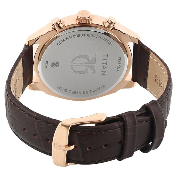 Titan 1733KL03 Men Blue Dial Leather Strap Quartz Multifunction Watch