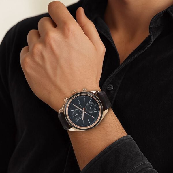 Titan 1733KL03 Men Blue Dial Leather Strap Quartz Multifunction Watch
