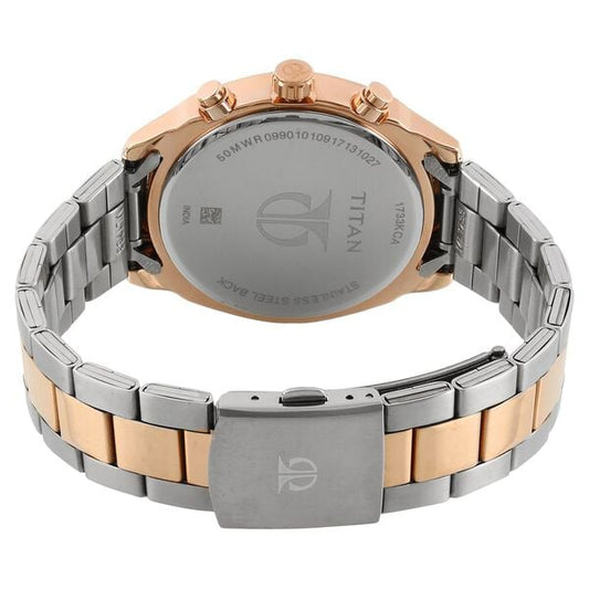 Titan 1733KM03 Men’s Analog Watch Two-Tone Stainless Steel Band Quartz Multifunction