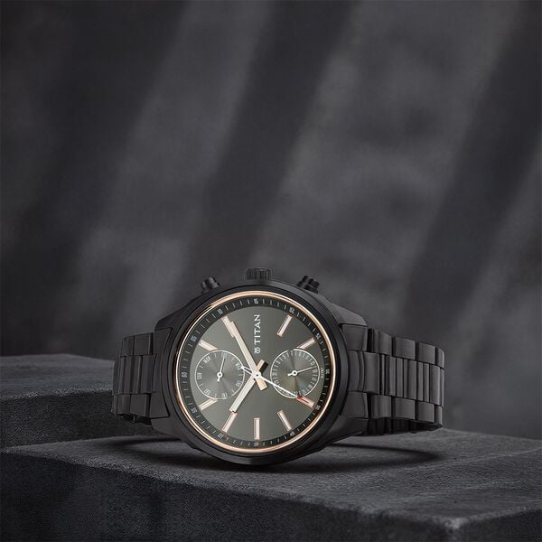 Titan 1733NM01 Black Anthracite Dial Stainless Steel Men’s Multifunction Watch