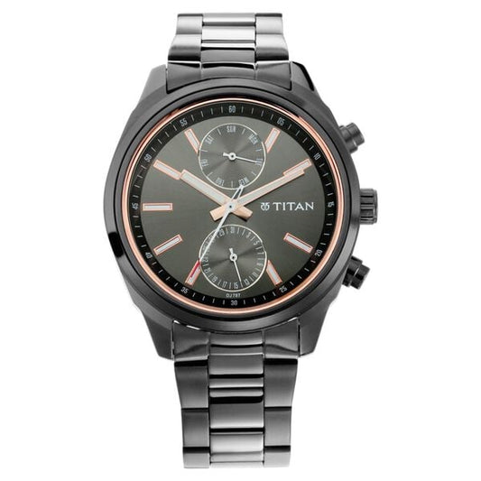Titan 1733NM01 Black Anthracite Dial Stainless Steel Men’s Multifunction Watch