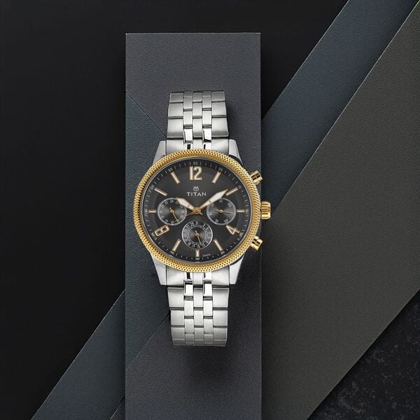 Titan NR1734BM01 Men’s Quartz Multifunction Two-Tone Stainless Steel Anthracite Dial Watch