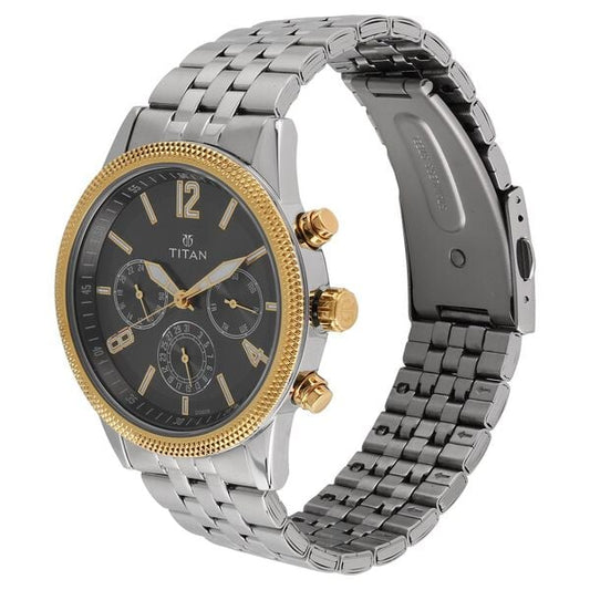 Titan NR1734BM01 Men’s Quartz Multifunction Two-Tone Stainless Steel Anthracite Dial Watch