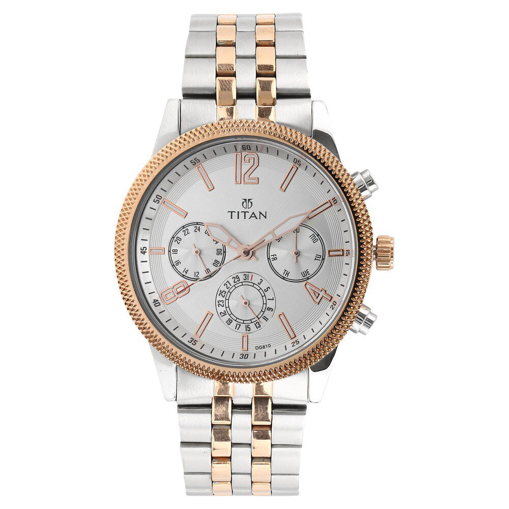 Titan 1734KM02 Men’s White Dial Multifunction Stainless Steel Watch
