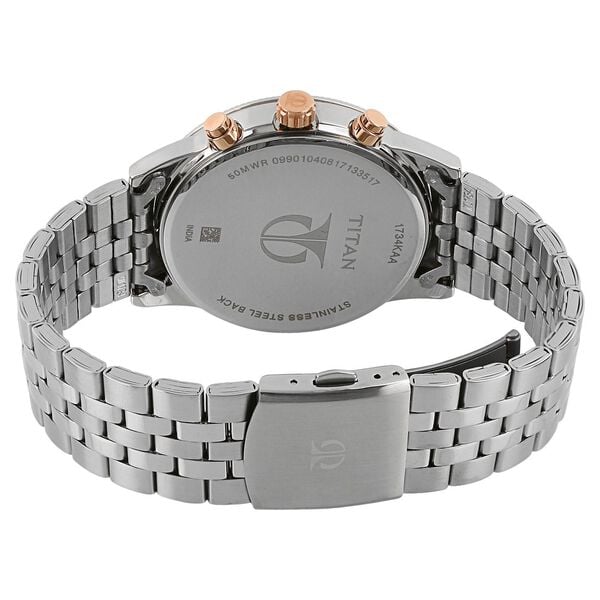Titan 1734KM03 Men’s Brown-Dial Multifunction Stainless Steel Watch