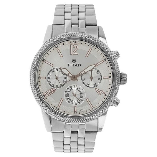 Titan 1734SM01 Silver Dial Stainless Steel Men’s Multifunction Analog Watch