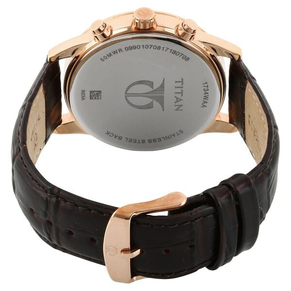 Titan 1734WL01 Workwear Brown Dial Analog Multifunction Leather Strap Quartz Watch – Men