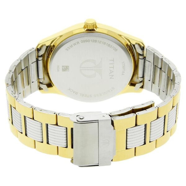 Titan 1739BM01 Men's Analog Watch Quartz Analog White Dial Two‑Toned Stainless Steel Strap Watch