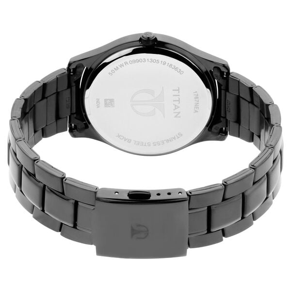Titan 1767NM01 Men’s Black-Dial Analog Watch with Black Stainless Steel Strap